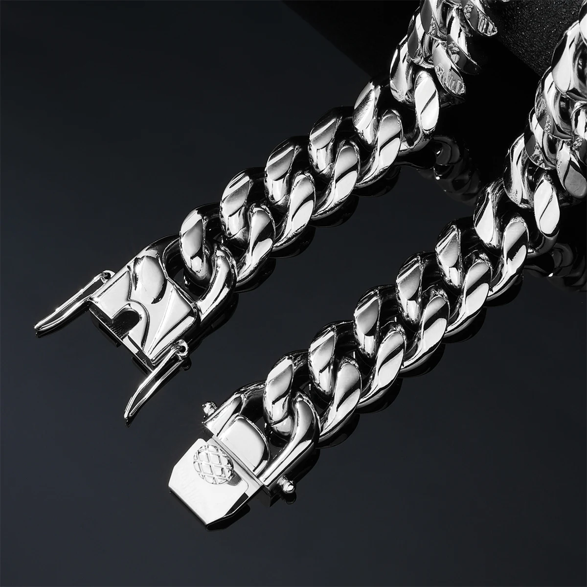 D&Z Stainless Steel Necklace Curb Cuban Necklaces Bracelet For Men Silver Color Punk Link Chain Chokers Solid Metal Jewelry