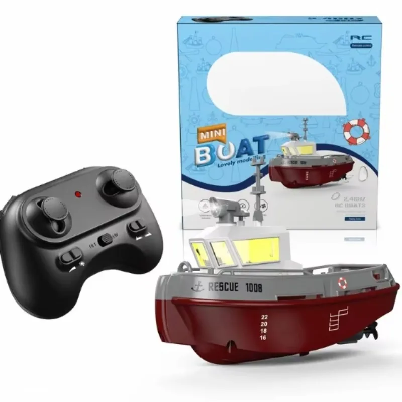 1:32 wireless electric remote control tugboat toy, 2.4G powerful dual motor, high-speed speedboat and ship model, rechargeable