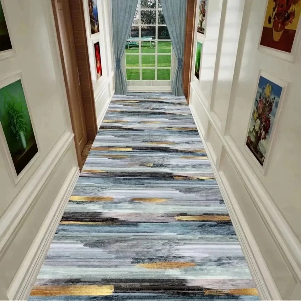 VIKAMA Geometry Runner Long Corridor Carpet for Hallway Luxury Lobby Aisle Entryway Floor Mat Washable Home Decor Area Rug