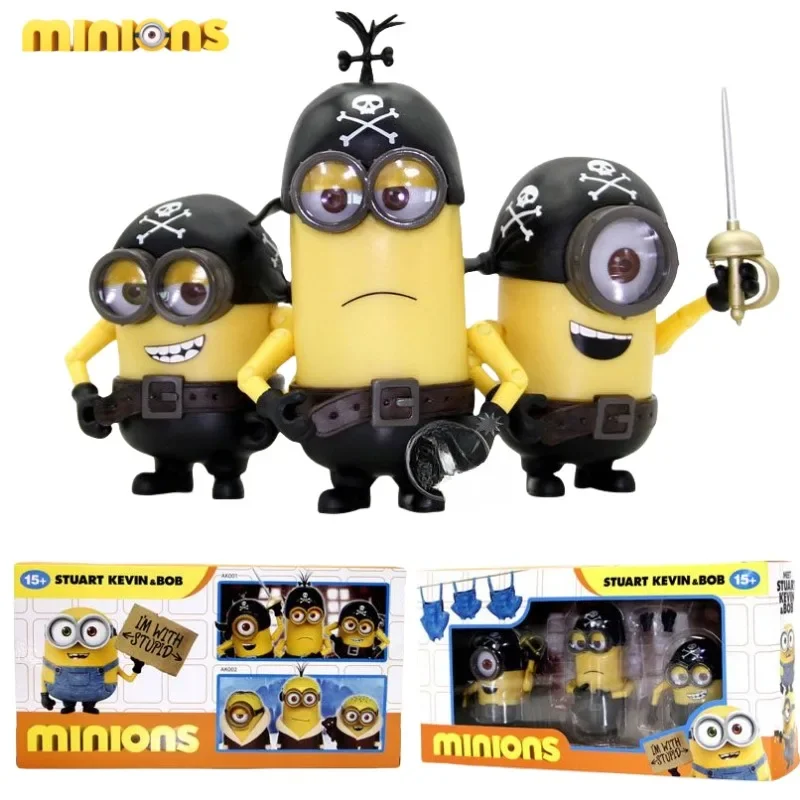 New Despicable Me Minions Kevin Bob Anime Peripheral Doll Figure Creative Personalized Kawaii Ornament Children's Toy Set Gift