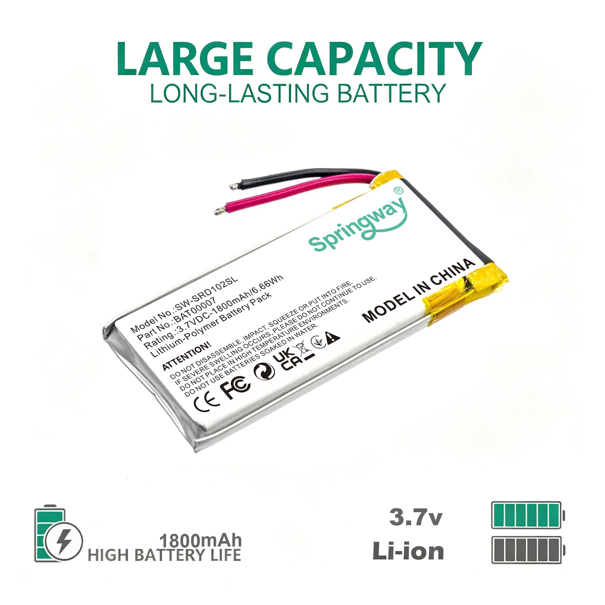 1800mAh Wireless Headset Battery For Cardo:BAT00007,Scala Rider Packtalk,Packtalk Duo,Scalarider Smartpack comms,SRD102SL--3.70V