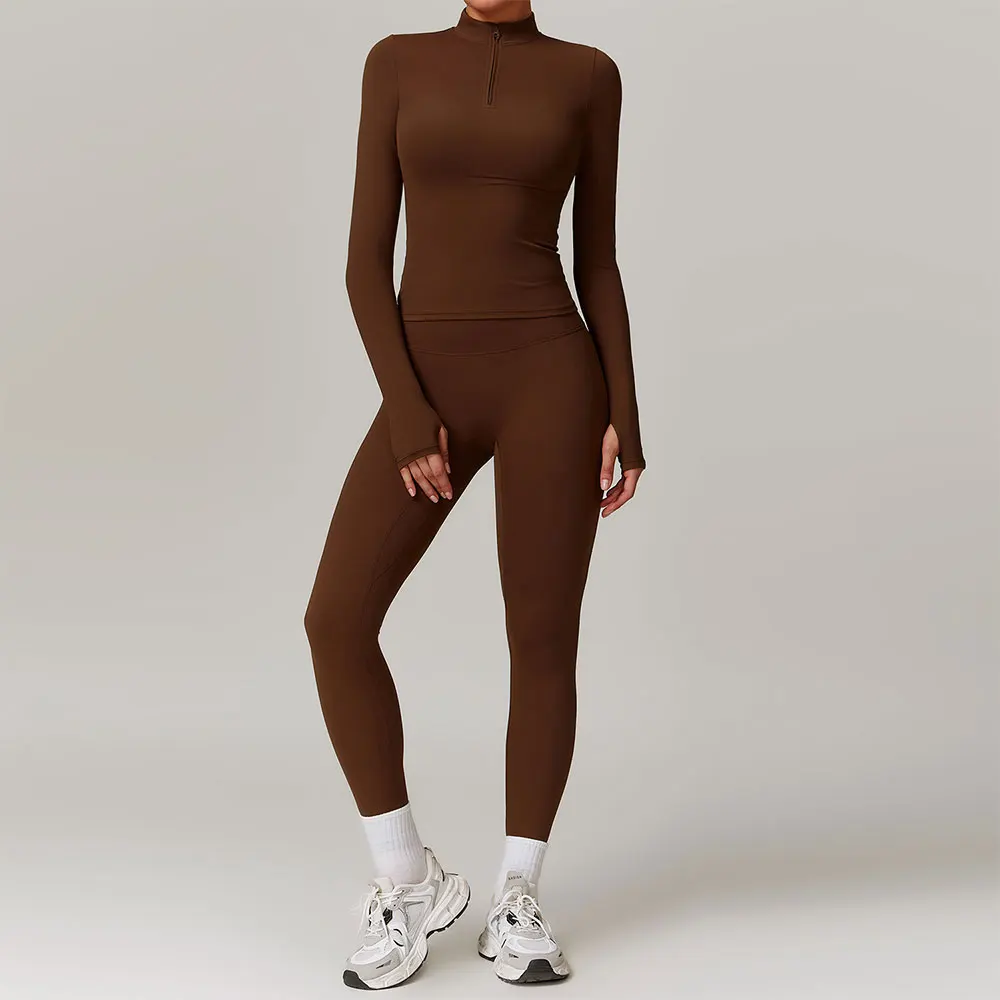 

2PCS Yoga Suit Sports Set Women Clothes Gym Set Women Tracksuit Running Workout Zipper Long Sleeve Sports Shirt Yoga Clothing