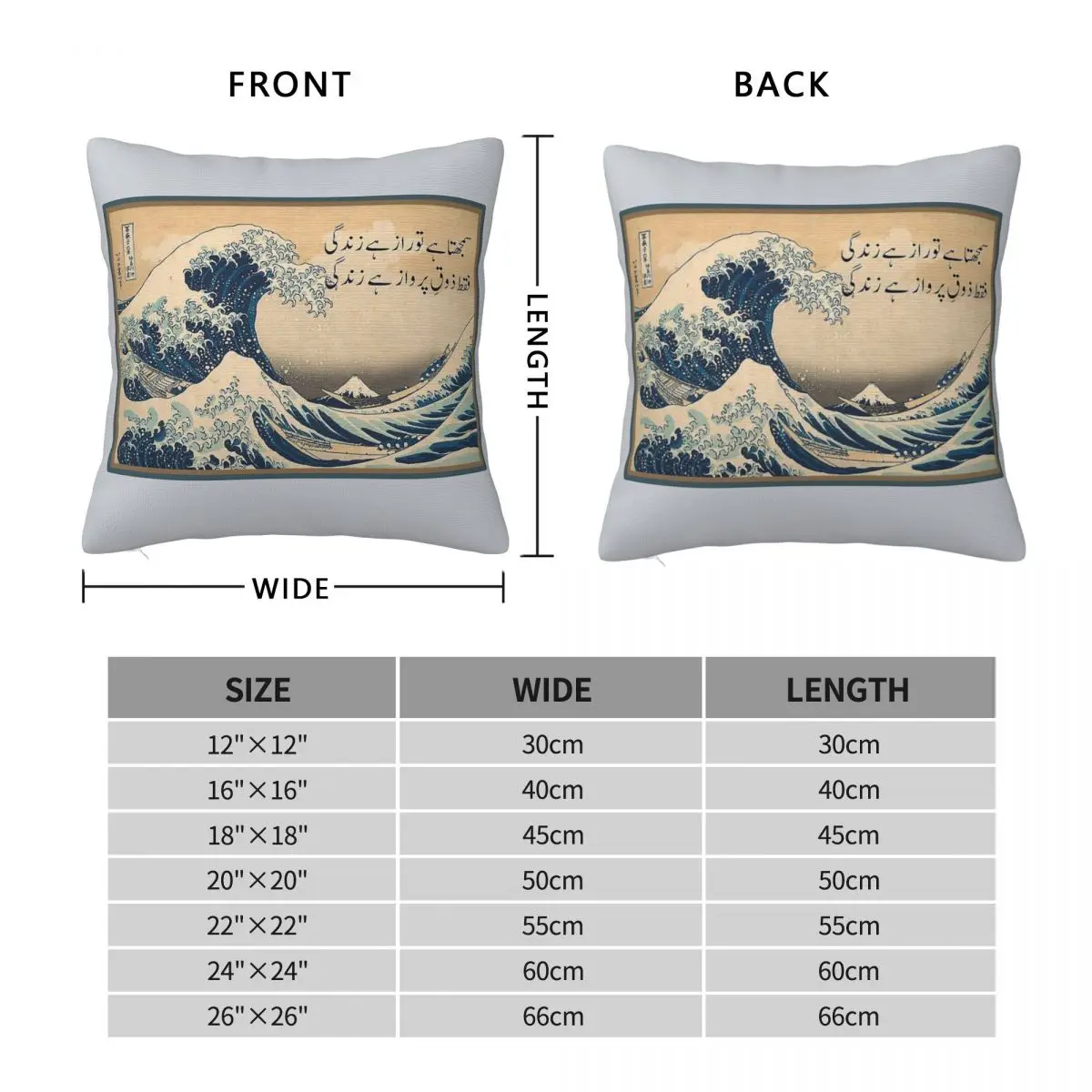 Allama Iqbal Great Wave Off Kanagawa Square Pillowcase Polyester Linen Velvet Pattern Zip Decor Home Cushion Cover 18