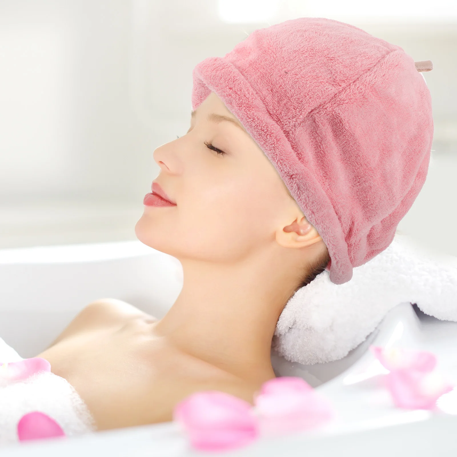 

Shower Cap Cotton Hair Towel Wrap for Women Has Wet Drying Bonnet Hat Small Basin Girls Towels