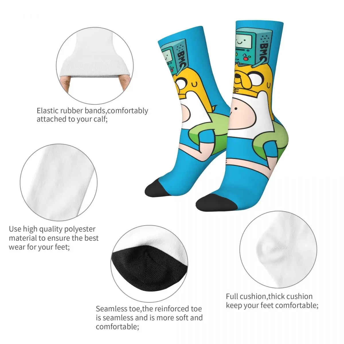 Adventure Time Animated Television Stockings Adults Men Finn Jake BMO Socks Soft Socks Winter Skateboard Anti Bacterial Socks