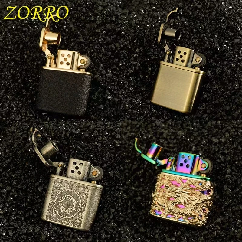 ZORRO Vintage Retro Nostalgic Pure Copper Windproof Kerosene Lighter Armor Machine Igniter Cigarette Lighter Smoking Accessories