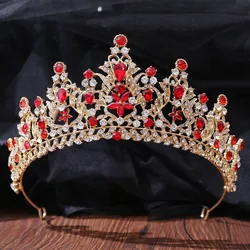 Baroque Korean Gold Color Rhinestone Crown Hair Accessories Luxury Crystal Tiara For Women Wedding Headdress Bridal Hair Jewelry