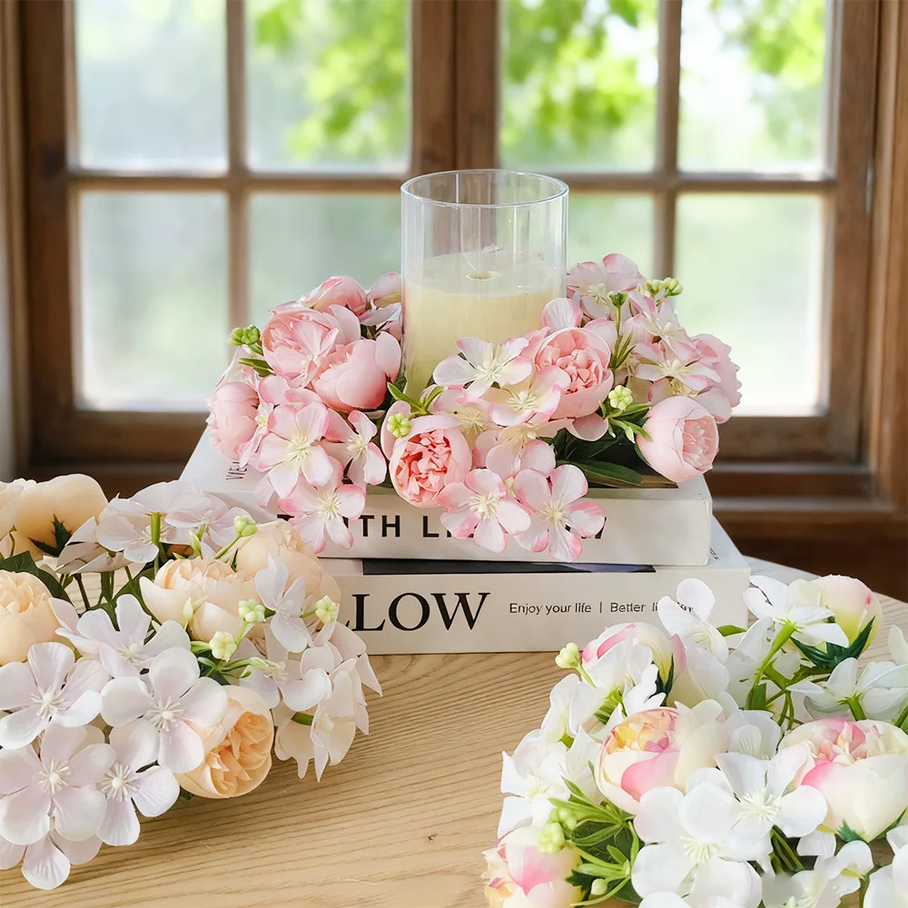 

23cm Artificial flowers Wreath Wedding Decoration Table Frame decor Floral Centerpiece Flower Backdrop Arrangement Flower Row