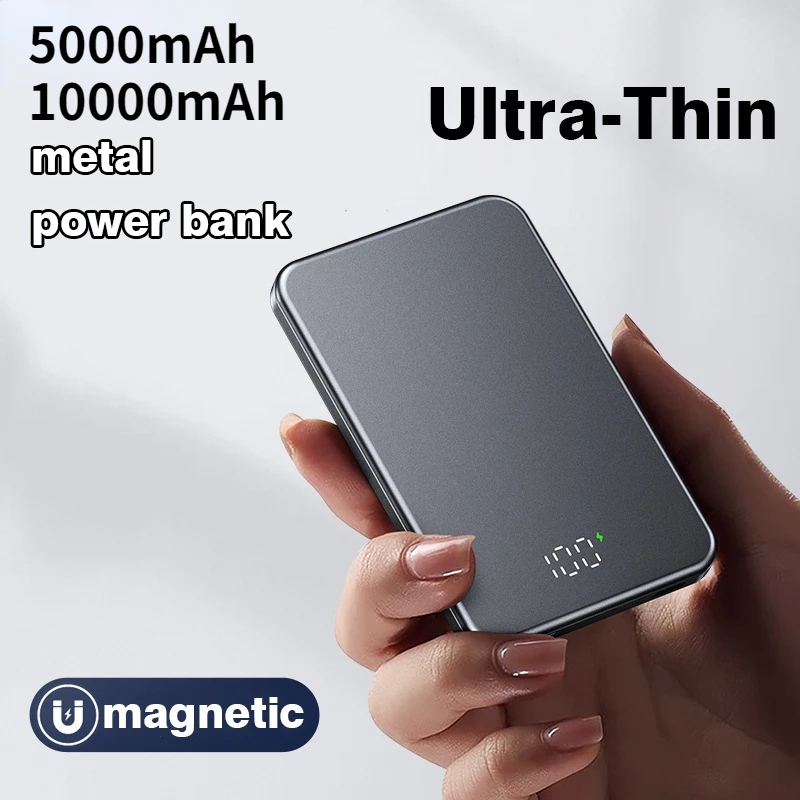 10000mAh Magnetic Power Bank Wireless Portable Fast Charger Slim Metal Powerbank External Spare Battery For iPhone 15 14 Xiaomi