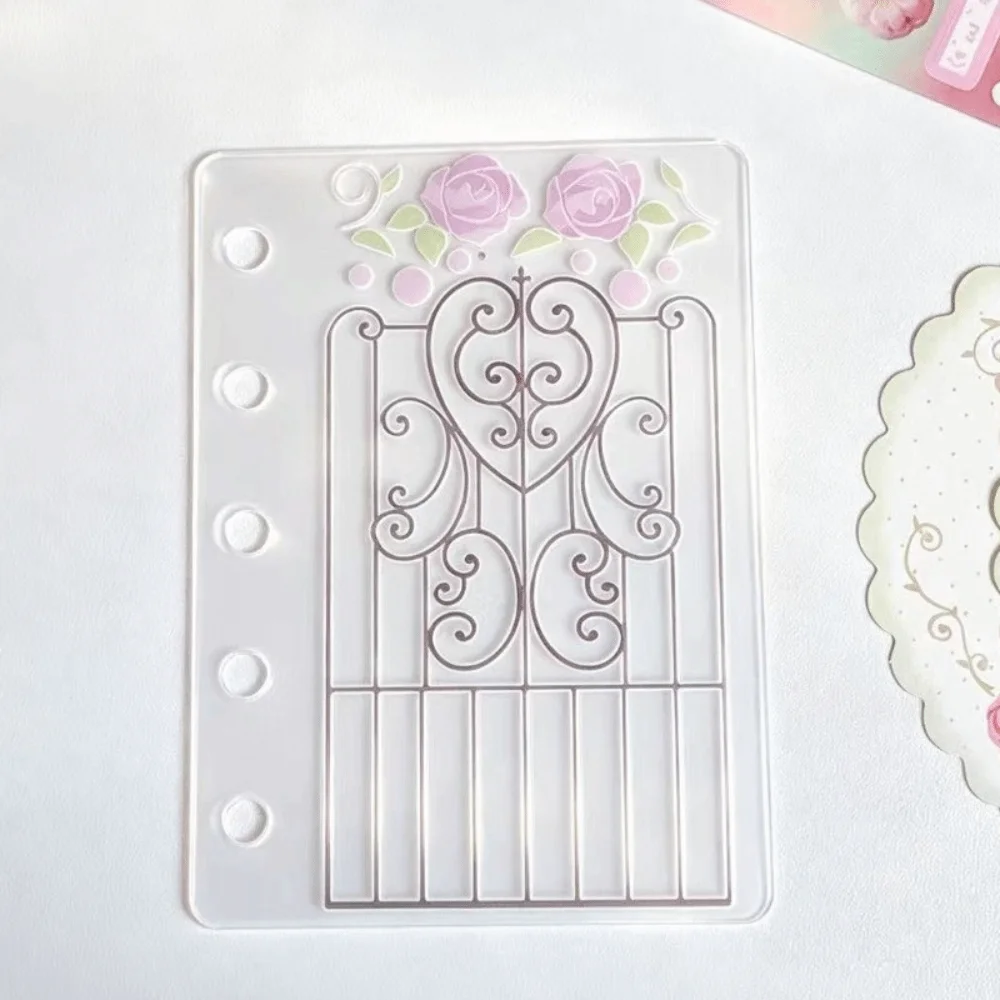 PVC M5 Pocket Notebook 5 Hole with Elastic Band Loose Leaf Notebook Romantic Vine Rose Print Binder Journal