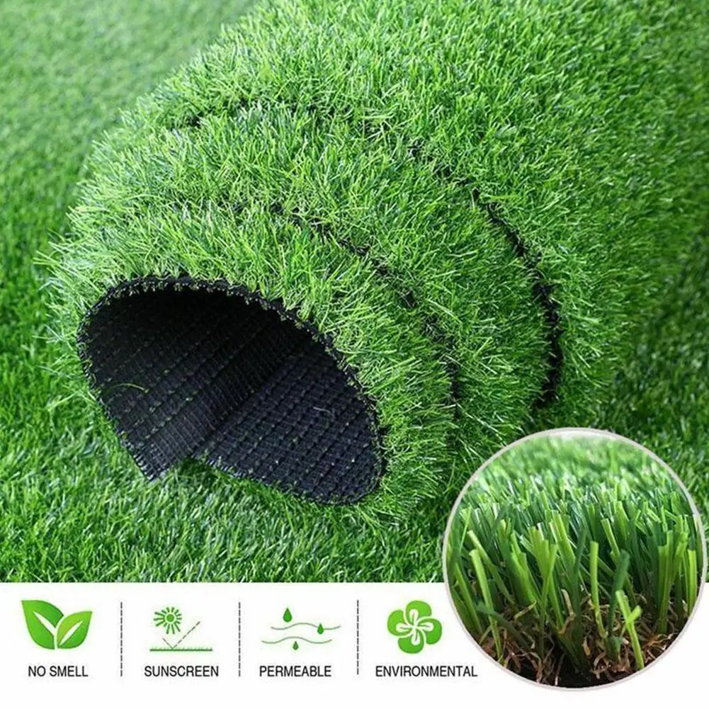 Artificial Grass Rug - Realistic Fake Turf with Drainage, Indoor/Outdoor Synthetic Grass Carpet, Lawn Decor
