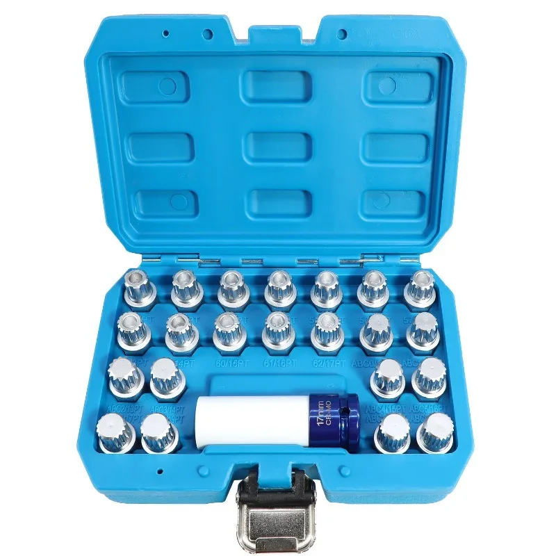 

23pcs Suitable for Volkswagen Magotan Sagitar Bora Jetta Audi A4 Tire Anti-Theft Screw Key Sleeve Removal Tool