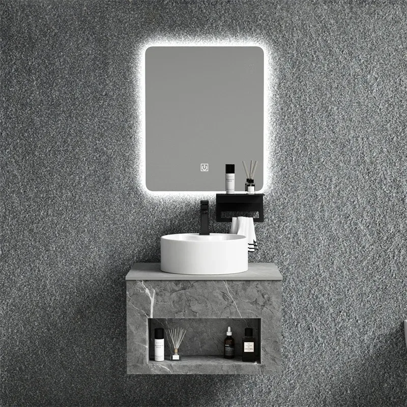 Superior Quality Modern Design Wall Mounted Bathroom Vanity Cabinet with Ceramic Basin for Hotel Use