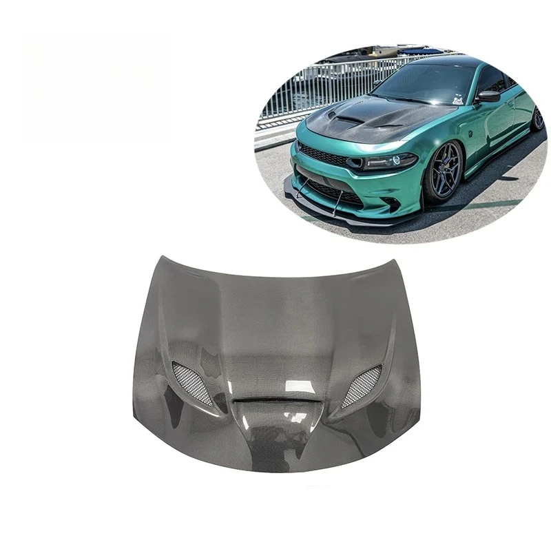 

Hellcat Style Engine Hood Carbon Fiber Hot Sell Black Bonnet Sport For Dodge Charger 2015 Up