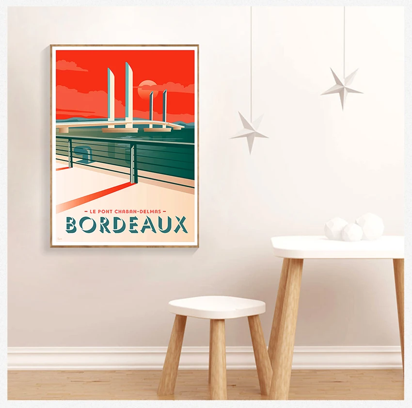 Vintage Wall Kraft Poster Coated Art Prints Posters Home Decor Gift Bordeaux France Wine Country Travel Map Canvas Paintings