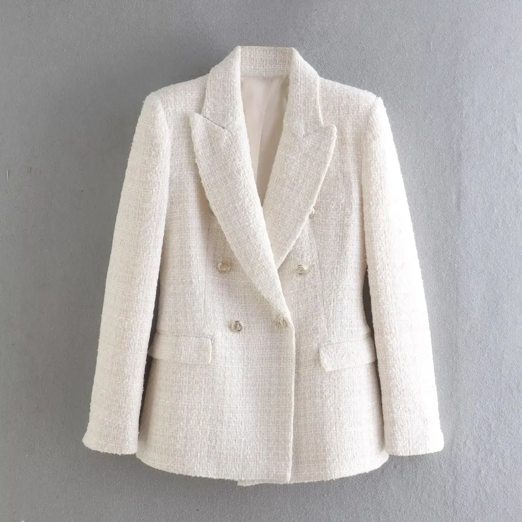 

Women's Double-Breasted Texture Suit Jacket Autumn European American Style Wholesale B48660