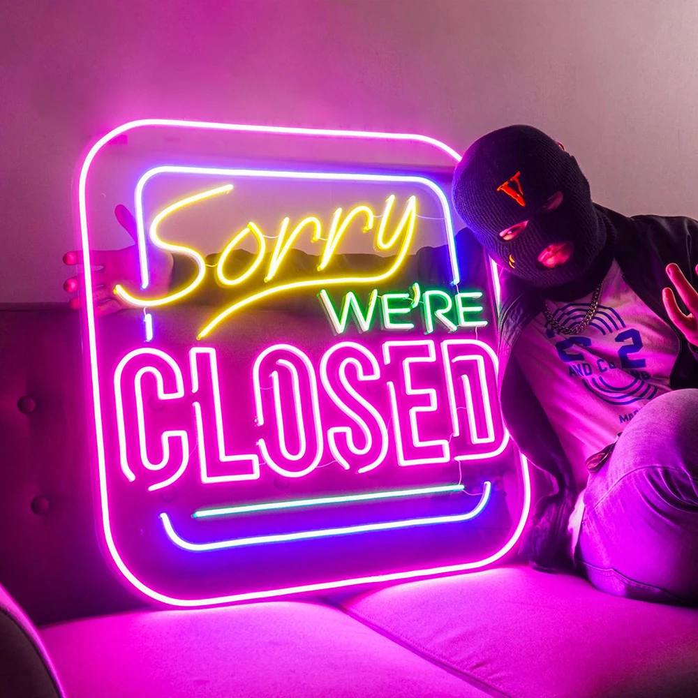 Sorry We're CLOSED Neon Sign Custom Neon Signs Restaurant Fast Food Shop Wall Decoration Led Neon Home Bar Club Decor Light Lamp