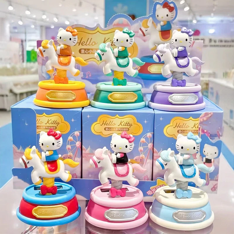 

Genuine Sanrio Kitty Childlike Little Horse Light-up Fun Blind Box Kitty Cat Cute Anime Action Figure Decoration Kids Toy Gift