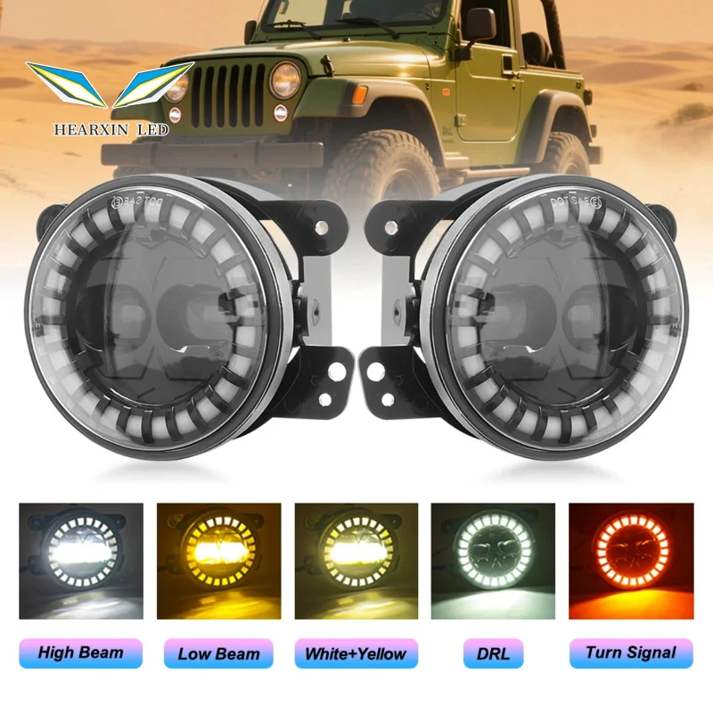 

4 inch LED Fog Light White DRL Amber Hi-Lo Beam Red Turn Signal Lamp Off-road Spotlight for Jeep Wrangler JK TJ CJ Dodge Journey