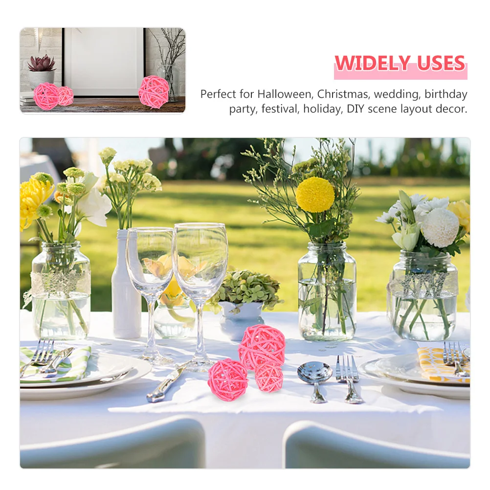 

30Pcs Pink Hanging Decorations Rattan Decorative Balls Natural Look Home Wedding Party Centerpiece Vase Fillers