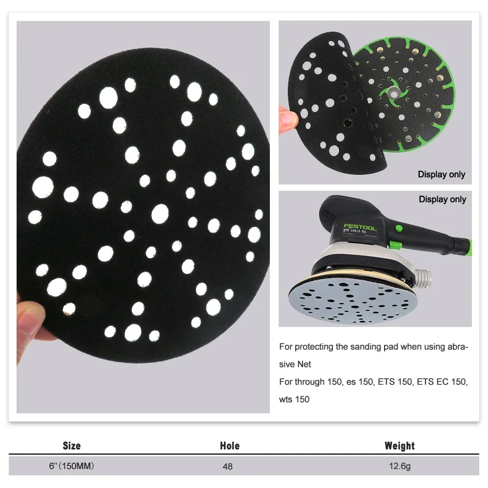 2 Pc 6 150mm Interface Pad Protection Disc Hook and Loop 48 Holes for Festool Sander Polishing  Grinding Abrasive Tools