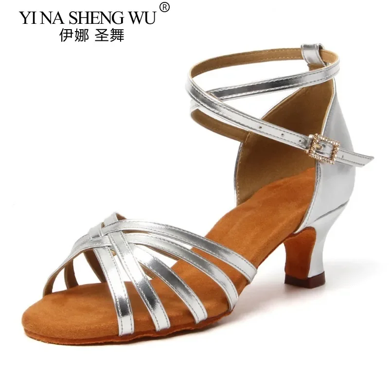 

Обувь для латинских танцев для взрослых и женщин, профессиональная стандартная обувь для социальных танцев, обувь для джазовых танцев для сальсы, танго, серебро 5 см
