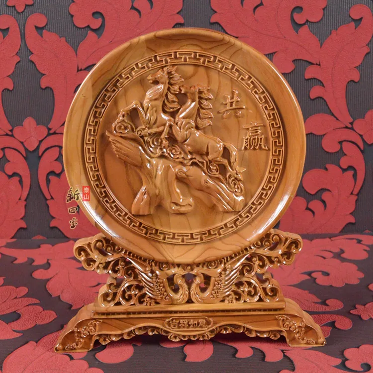 GOOD LUCK  home shop company bring in wealth GOOD LUCK Success horse FENG SHUI Wood carving Ornament
