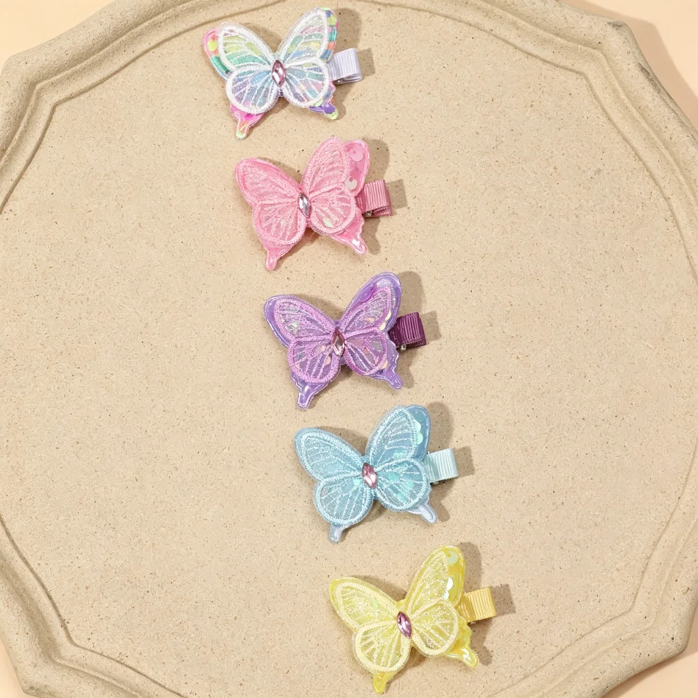 2Pcs Kids Sequin Bow Hair Clip, Baby Colorful Butterfly Hair Clips, Girls Cute Hair Accessory for Daily Wear