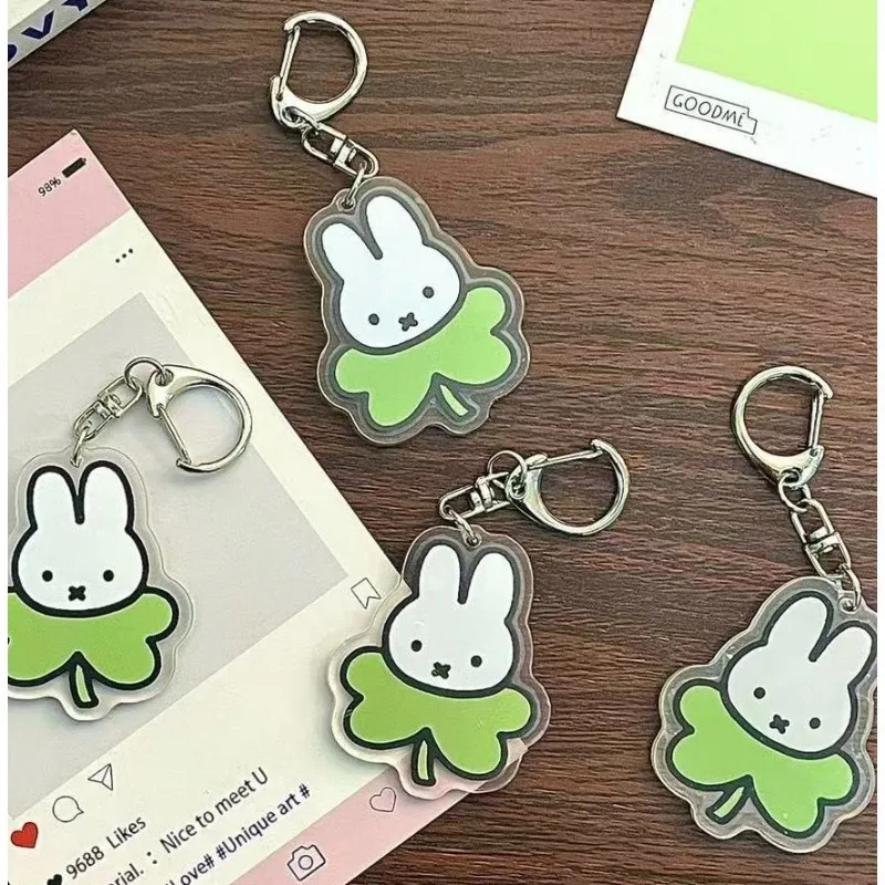 New Kawaii Miffy Rabbit Lucky Clover Acrylic Pendant Cartoon Cute Mobile Phone Pendant