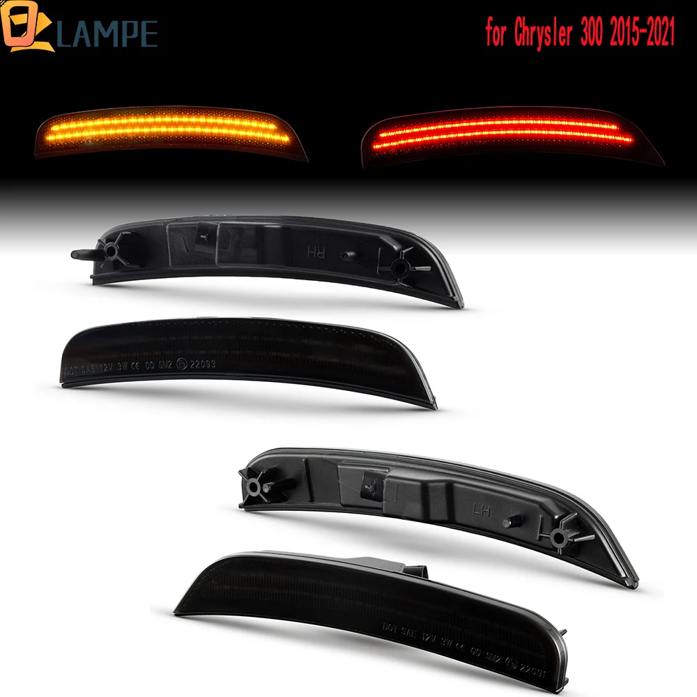 

4PCS LED Side Marker Lights Front And Rear Bumper Side Marker Light Reflectors For 2015-2021 Chrysler 300 Fender Lamp Set
