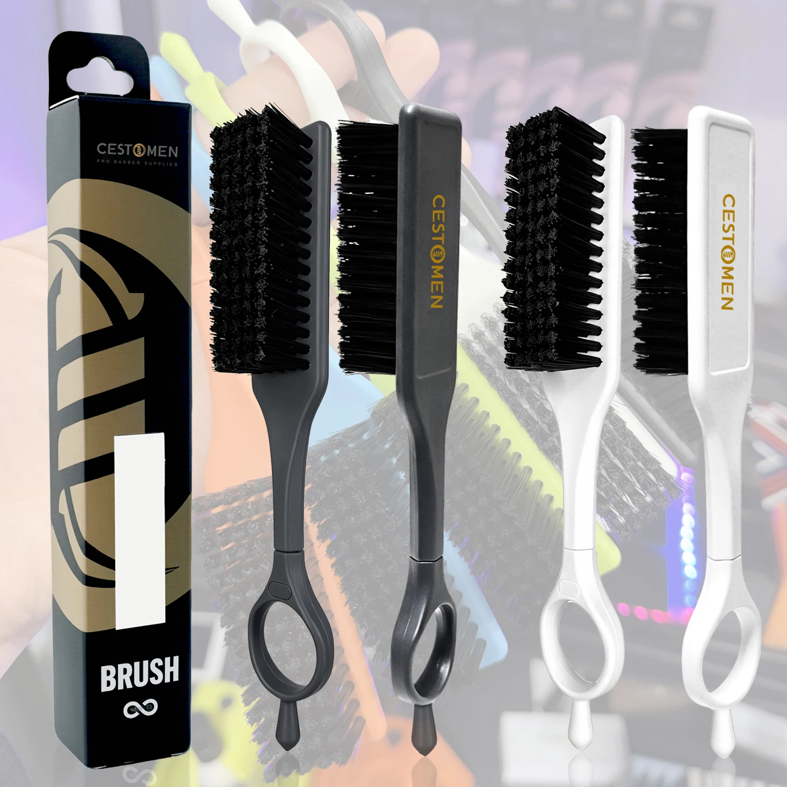 CESTOMEN 360 °   Escova Giratória Profissional para Limpeza de Cabelos Quebrados e Pescoço, com Cerdas de Nylon Macias, Ferramenta de Limpeza para Salão de Cabeleireiro