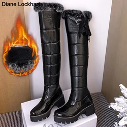 Warm Fur Plush Down Snow Boots 2023 Winter High Boots Women Shoes Platform Waterproof Fashion Over The Knee Boots Brown Black