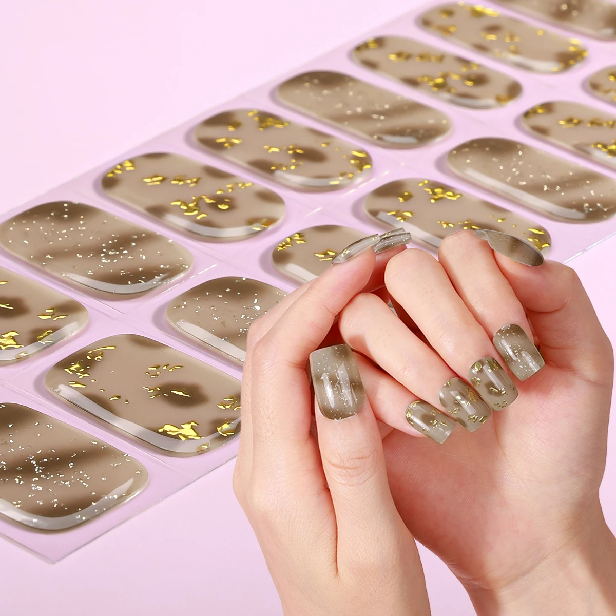 20 Tips Franse Semi-Geharde Gel Nagelstrips Luipaard Slang Patroon Gel Polish Stickers DIY Volledige Dekking Langdurige UV Gel Nail Wraps