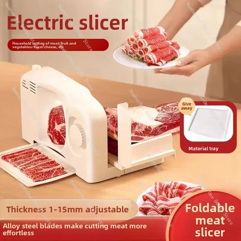 Small Electric Meat Slicer, Household Mutton Roll Beef Cutter, Frozen Meat Planer Slicer Artifact for Kitchen