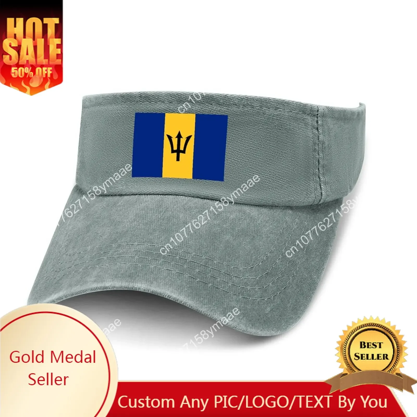 

Barbados Flag Sun Visor Leaky Top Cowboy Hats Mens Womens Customize DIY Cap Sports Baseball Tennis Golf Caps Empty Open Top Hat
