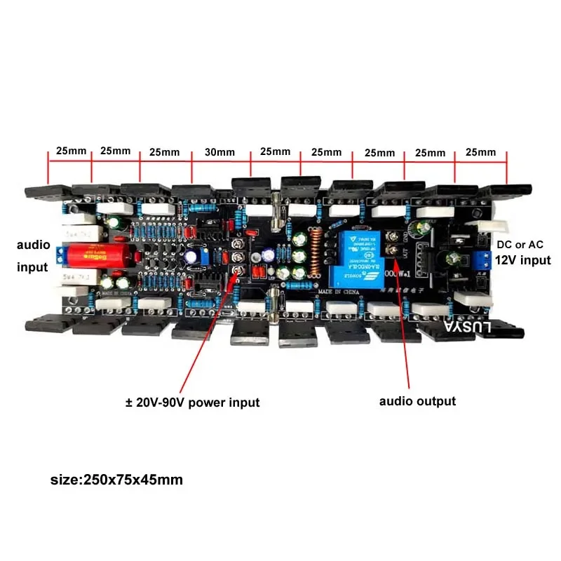 Lusya Upgraded Version Original Toshiba 1000W Tube 5200 1943 2SC5200 + 2SA1943 DC 20-90V HiFi Power Amplifier Board