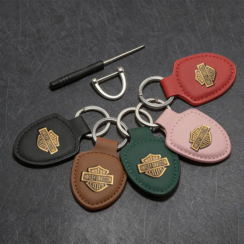 Suede Motorcycle Keychain Shield Type 3D Emblem Key Ring For Harley Davidson PA1250 Softail Sportster VRSC Touring X48 883 1200 view 2