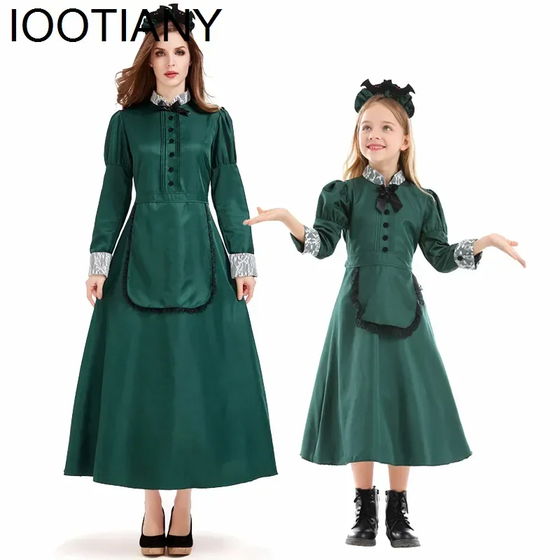 

CosplayAnime Castle Parent-child Role Play Green Children's Dress Oktoberfest Victorian Gothic Dress Halloween Vampire Bat Maid