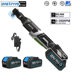 ONEKFYFD Brushless 80N.m Right Angle Ratchet Electric Wrench Variable Speed Nut Car Repair Tools For 18V Lithium-Ion Battery