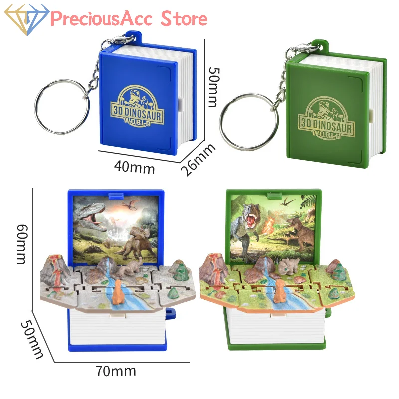 3D Mini Fold Book Keychain Children Kids Toys Anxiety Stress Relief Castle Toys Birthday Jewelry Gift Car Key Rings Key Chains