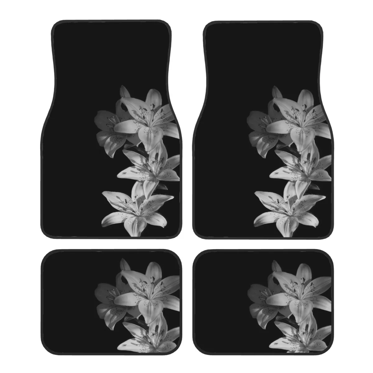 

This Set Of 4 Car Floor Mats Features An Elegant Design With A Signature Gray Floral Pattern, Perfectly Tailored For Cars, Truck
