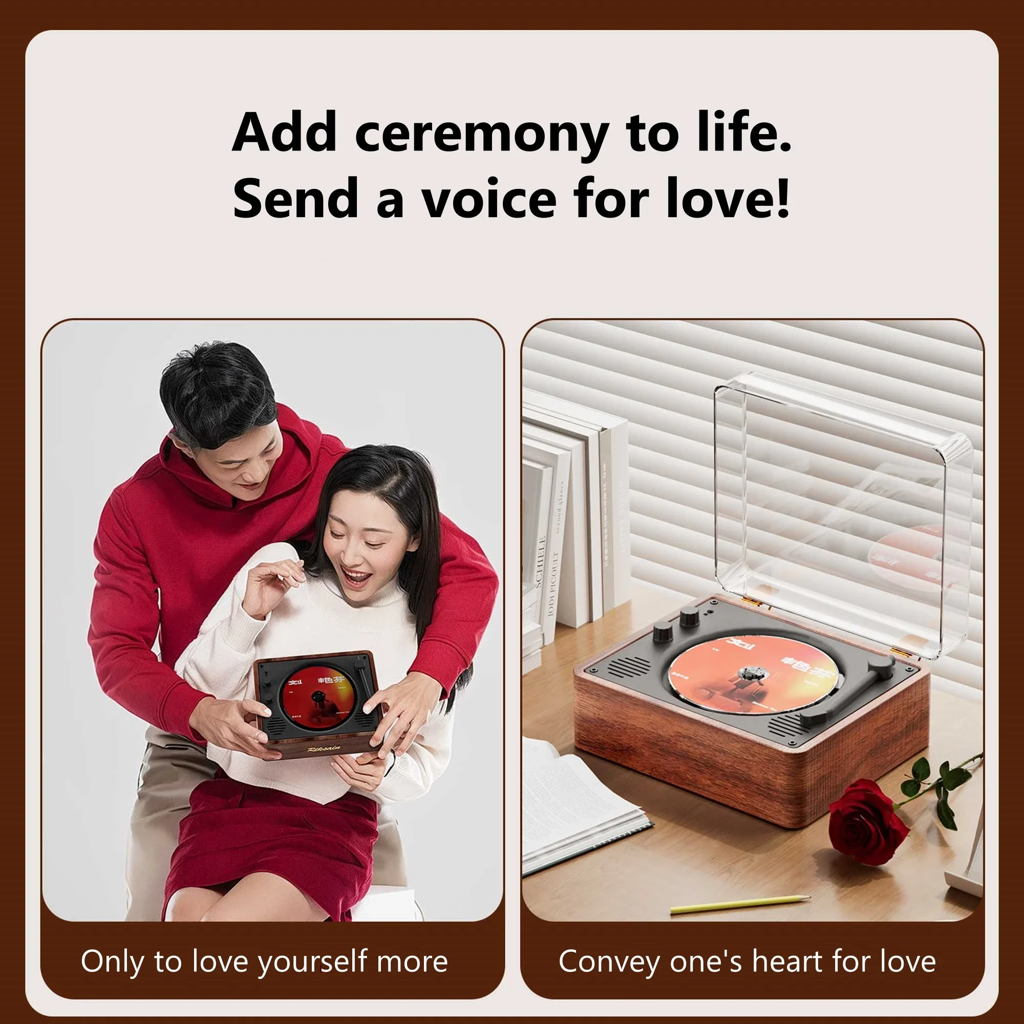 레트로 CD 머신 오디오 통합 앨범 청취 플레이어, 블루투스 스피커, 비닐, CD, 블루투스, USB, 충전식 버전 지원