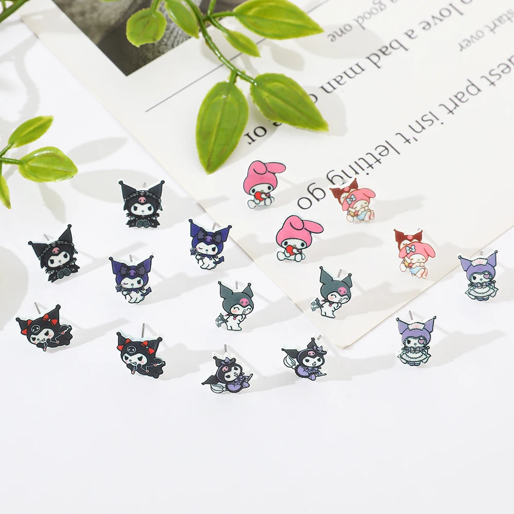 Sanrio Hello Kitty Acrylic Stud Earrings for Women Girls Kids Cartoon Gifts Ear Jewelry Accessories Exquisite Party Ear Stud