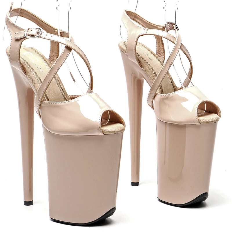 

Leecabe 23CM / 9inches Patent PU Upper open toe fashion Platform High Heels Sandals Pole Dance shoes