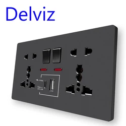 Delviz Wall Quick charge Socket, 18W Type-C Ports, Dual Switch control Universal Power outlet, UK Standard USB Interface Socket