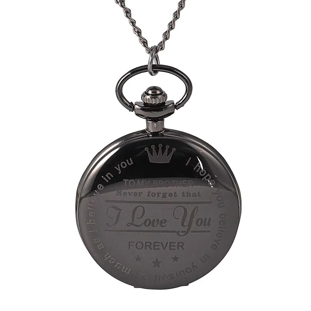 Personalized Pattern Steampunk Retro Vintage Quartz Pocket Watch Roman Numerals Pocket Watch 'TO MY Brother' Boys Watch Gift