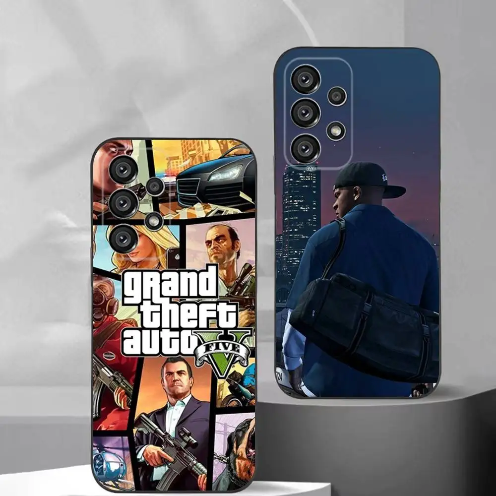 حافظة هاتف G-GTA Game San Andreas لهاتف سامسونج S25، S24، S21، S22، S23، S30، Ultra، S20، Plus، Fe، Lite، Note، 10,9,5G غطاء أسود