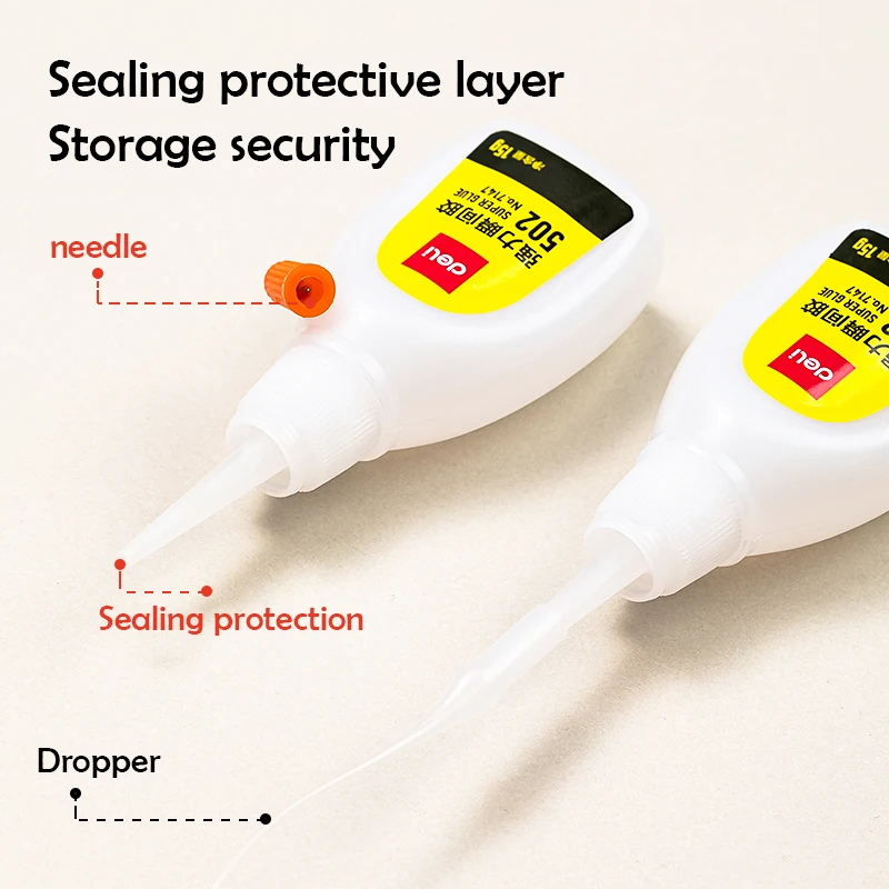1/2/3pcs Deli 502 Super Glue Cyanoacrylate Quick Dry Instant Strong Bond Adhesive For Home Office Industrial Repair Materials