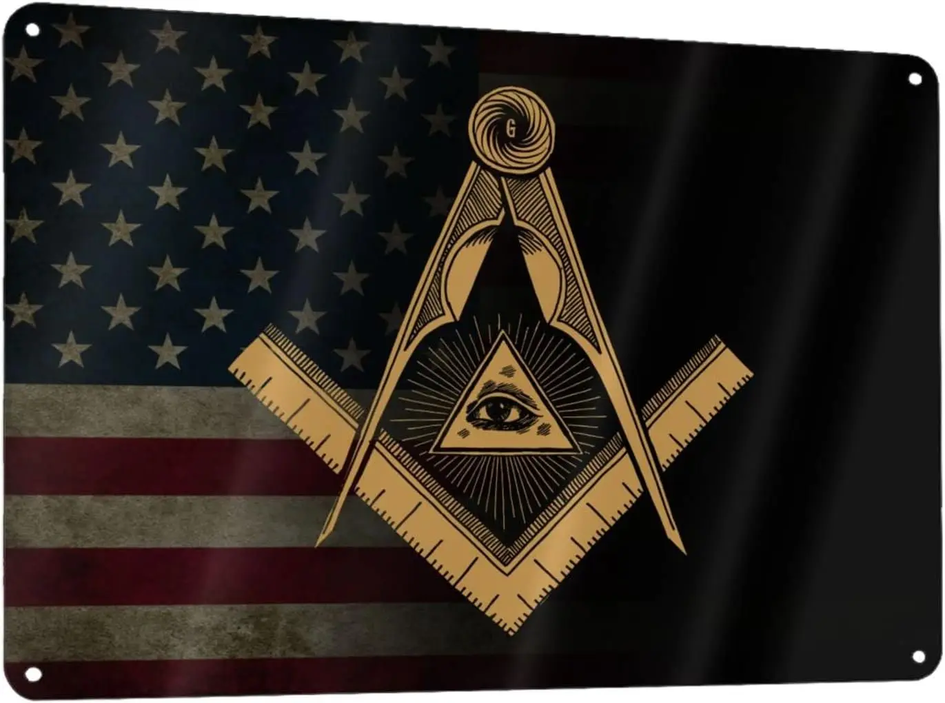 The Masonic Square And Compass Symbol  Sign Metal Wall Art Poster Home Decor-aluminum
