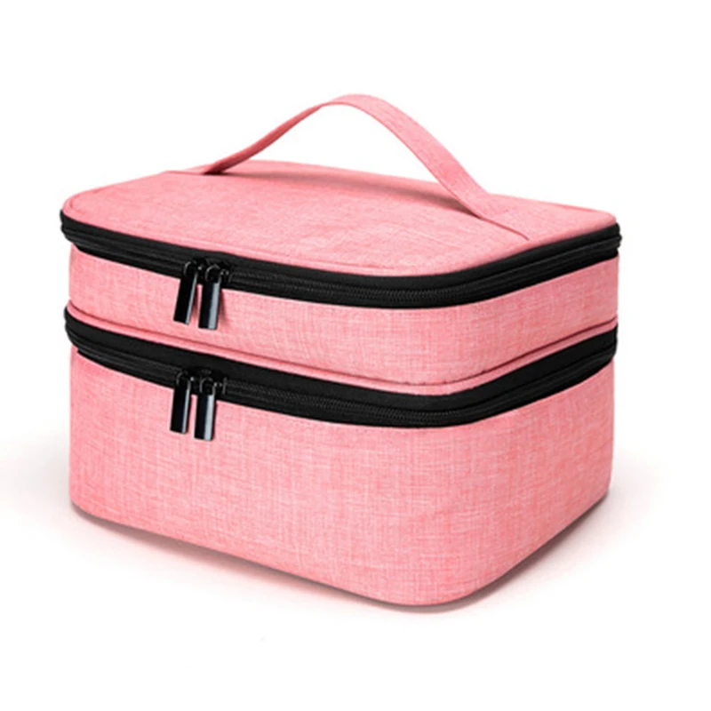 Portable Large Essential Oil Cosmetic Makeup Double Layer Nail Polish Carrying Kit Travel Storage Bag Manicure Full Set Suitcase